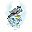 Peregrine Falcon Perched on Crystal Skull tattoo design idea