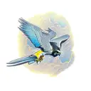 Peregrine Falcon Perched on Crystal Skull tattoo design idea