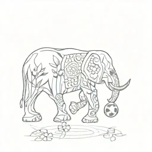 African bluebell flower, elephant, soccer jersey, cross,roulette wheel with 23, 74, 5,14,8,24 tattoo design idea