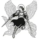 archangel gabriel fighting demons tattoo design idea
