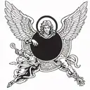 archangel gabriel fighting demons tattoo design idea
