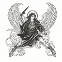 archangel gabriel fighting demons tattoo design idea