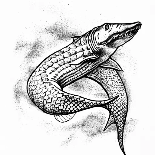 reverse shark mermaid tattoo design idea