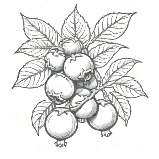 blueberry with branch  tattoo design idea