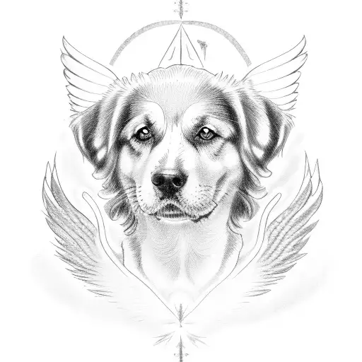 dog with angel tattoo design idea