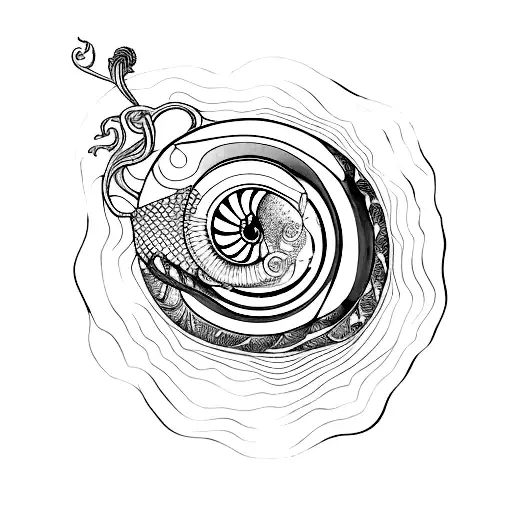 nautilus with the finoacci serie tattoo design idea