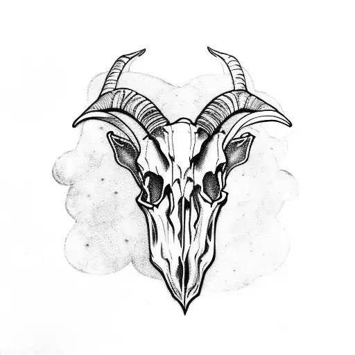 goat skull  tattoo design idea