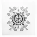 A clover-shaped vinyl record with Paramore album artwork tattoo design idea