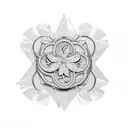 A clover-shaped vinyl record with Paramore album artwork tattoo design idea