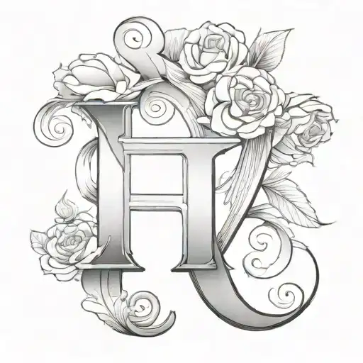 R N letter together representing the client's love tattoo design idea