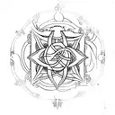  path to God, diverse religions, dark and light tattoo design idea