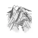 A mesmerizing blackwork tattoo depicting the iconic Machu Picchu with lush Amazon rainforest in the background tattoo design idea