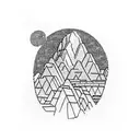 A mesmerizing blackwork tattoo depicting the iconic Machu Picchu with lush Amazon rainforest in the background tattoo design idea