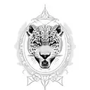 A mystical blackwork tattoo of a jaguar roaming through the lush greenery of the Amazon tattoo design idea