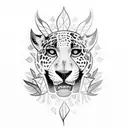 A mystical blackwork tattoo of a jaguar roaming through the lush greenery of the Amazon tattoo design idea