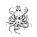 A detailed black-grey tattoo of a octopus tattoo design idea