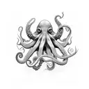 A detailed black-grey tattoo of a octopus tattoo design idea