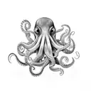 A detailed black-grey tattoo of a octopus tattoo design idea