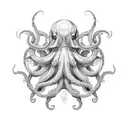A detailed black-grey tattoo of a octopus tattoo design idea