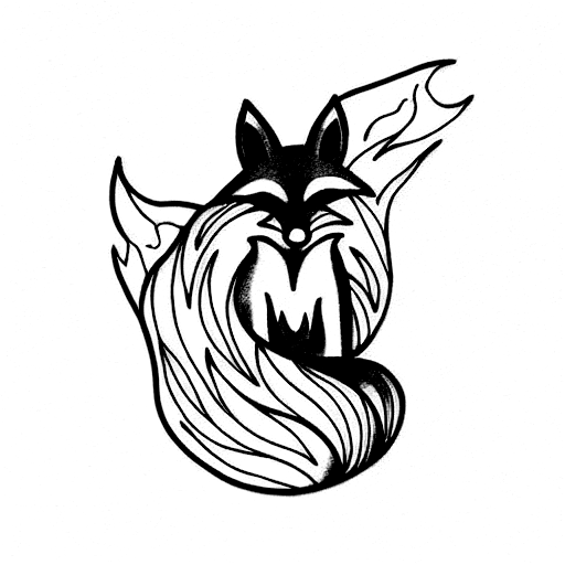 fox spirit in a blue flame tattoo design idea
