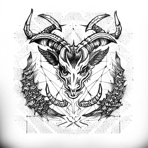 demonic full body capricorn tattoo design idea