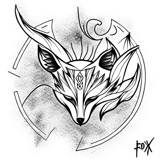 fox spirit in a blue flame tattoo design idea