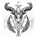 demonic full body capricorn tattoo design idea