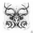 demonic full body capricorn tattoo design idea
