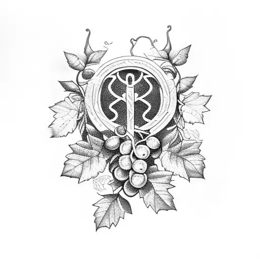 Laurel wreath with grape vine  tattoo design idea