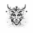 Apollo and Dionysus split face tattoo design idea