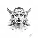 Apollo and Dionysus split face tattoo design idea