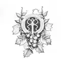 Laurel wreath with grape vine  tattoo design idea