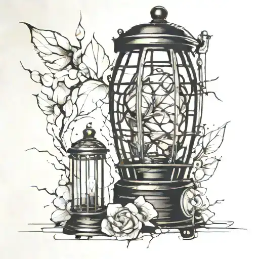 light with broken cage shattered tattoo design idea