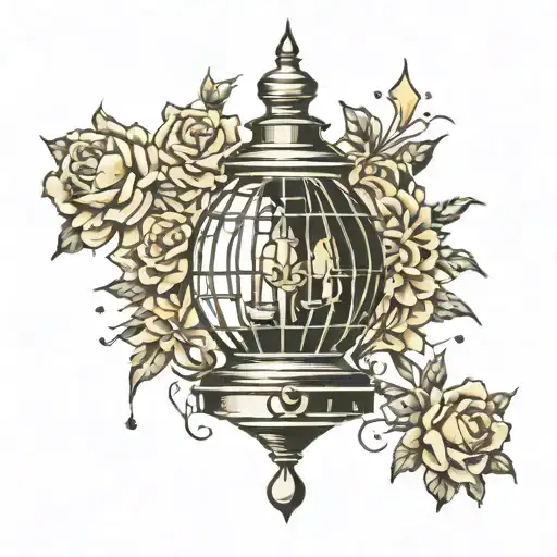 light with broken cage shattered tattoo design idea