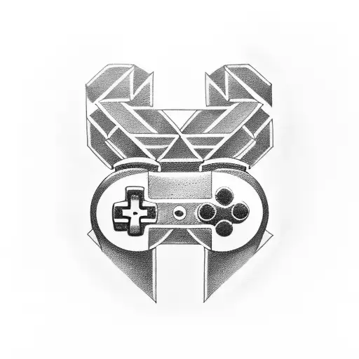 A tattoo of a gaming controller with a heart symbol incorporated into the design tattoo design idea