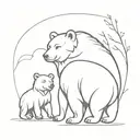 bear and cubs tattoo design idea