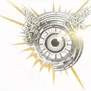 cyber sigylism eye inside sun rays shining tattoo design idea