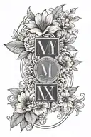 may 20 2024 in roman numerals with flowers around it  tattoo design idea