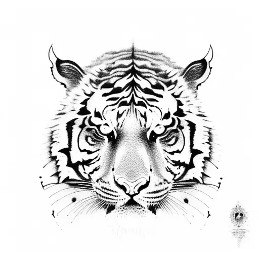 face of tiger in silhouette of fire  tattoo design idea