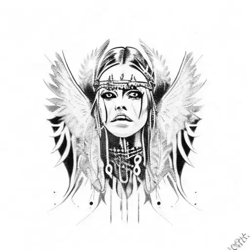 fallen angel that has chains on their hands tattoo design idea