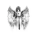 fallen angel that has chains on their hands tattoo design idea