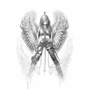 fallen angel that has chains on their hands tattoo design idea
