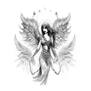 fallen angel that has chains on their hands tattoo design idea