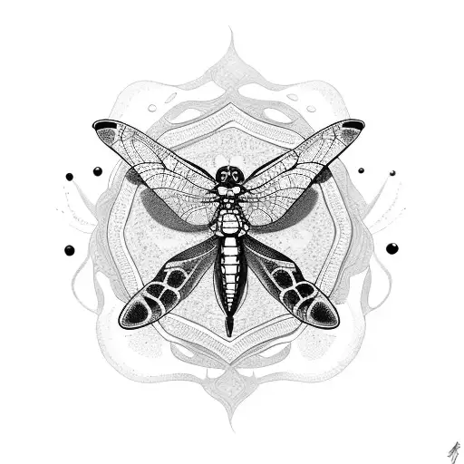 tortoise with dragonfly on its nose tattoo design idea