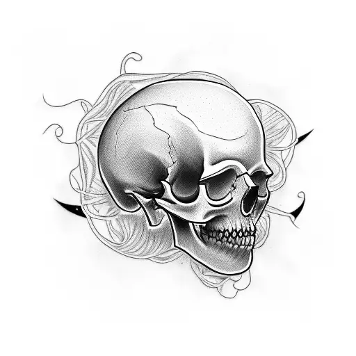 messy bun female skull tattoo design idea