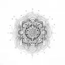 An intricate mandala design with tortoise elements and hidden dragonflies tattoo design idea