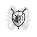 A tortoise surrounded by gaming symbols like swords and shields tattoo design idea