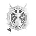 A tortoise surrounded by gaming symbols like swords and shields tattoo design idea