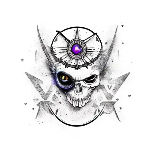 Raven with a witchy vibe tattoo design idea