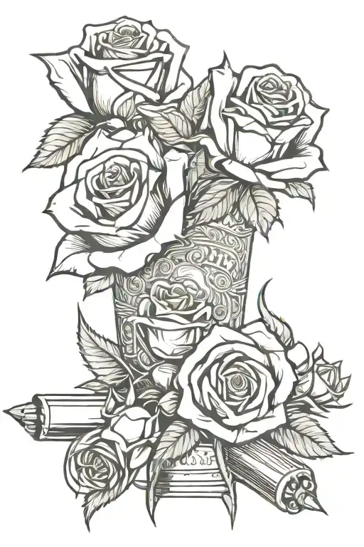 rose money bullets   tattoo design idea